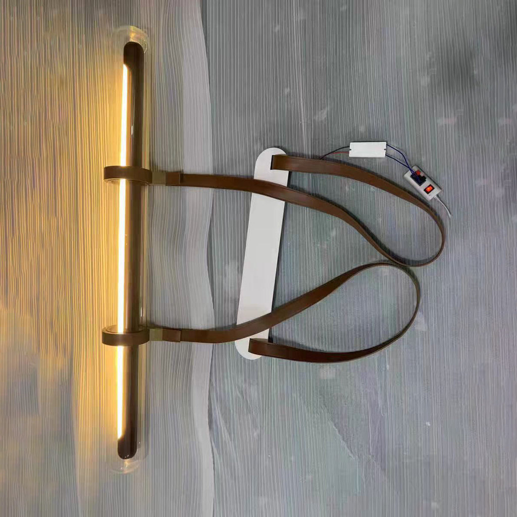 Contemporary White PU Leather LED Linear Chandelier for Dining Room