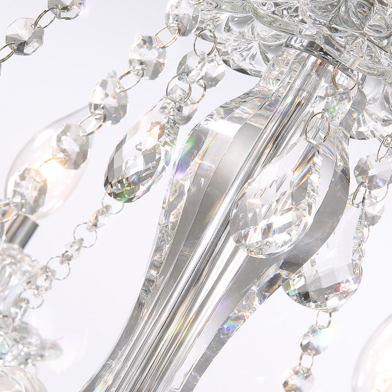 Modern Silver Metal Crystal Round Chandelier for Living Room 6/8/10 Lights