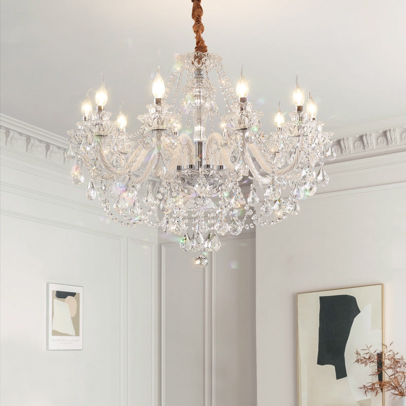 Modern Silver Metal Crystal Round Chandelier for Living Room 6/8/10 Lights