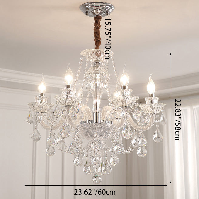 Modern Silver Metal Crystal Round Chandelier for Living Room 6/8/10 Lights