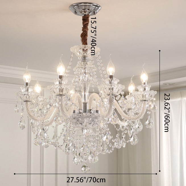 Modern Silver Metal Crystal Round Chandelier for Living Room 6/8/10 Lights