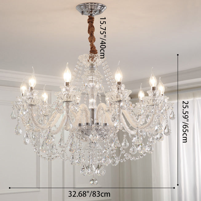Modern Silver Metal Crystal Round Chandelier for Living Room 6/8/10 Lights