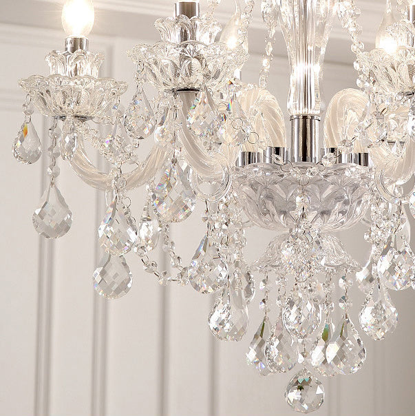 Modern Silver Metal Crystal Round Chandelier for Living Room 6/8/10 Lights