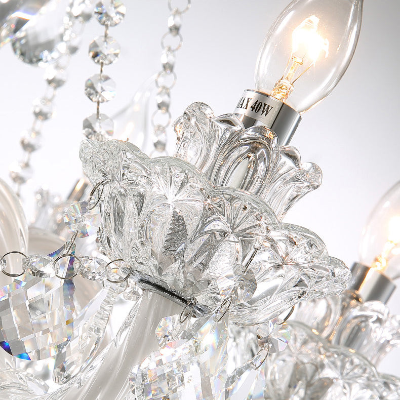 Modern Silver Metal Crystal Round Chandelier for Living Room 6/8/10 Lights