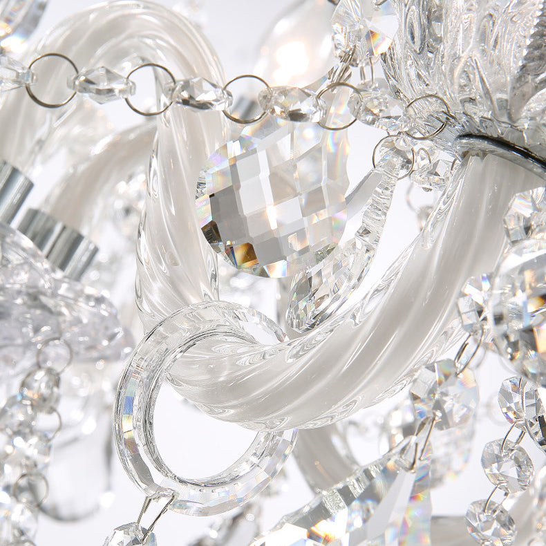 Modern Silver Metal Crystal Round Chandelier for Living Room 6/8/10 Lights