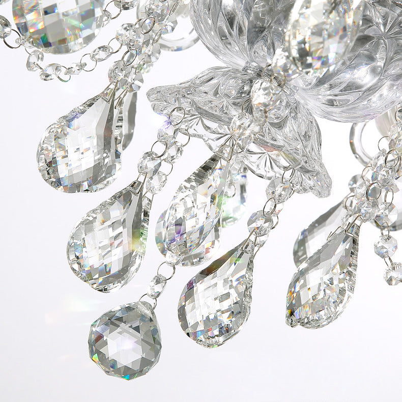 Modern Silver Metal Crystal Round Chandelier for Living Room 6/8/10 Lights