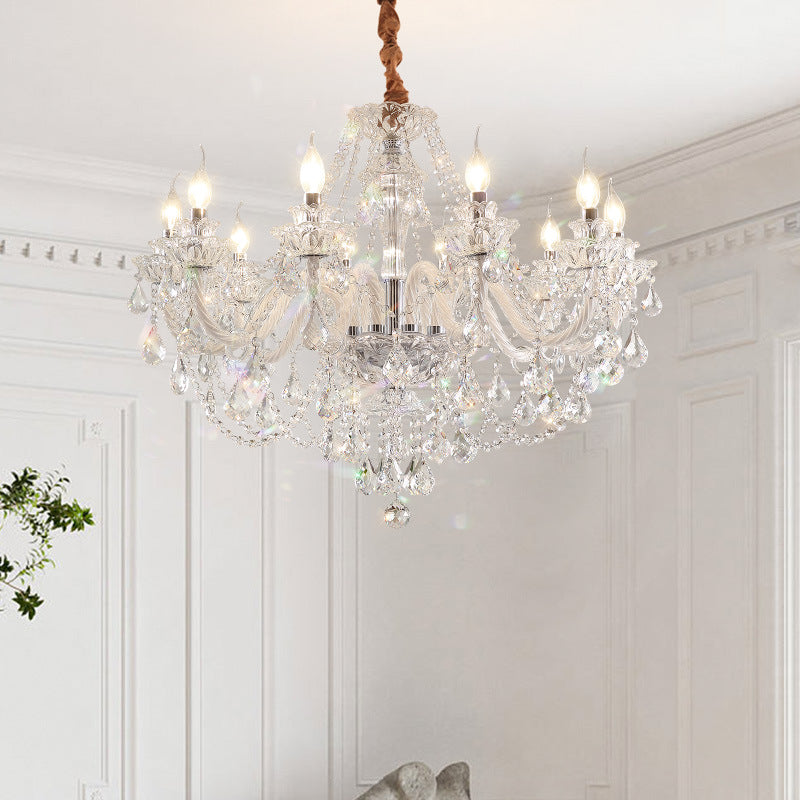 Modern Silver Metal Crystal Round Chandelier for Living Room 6/8/10 Lights