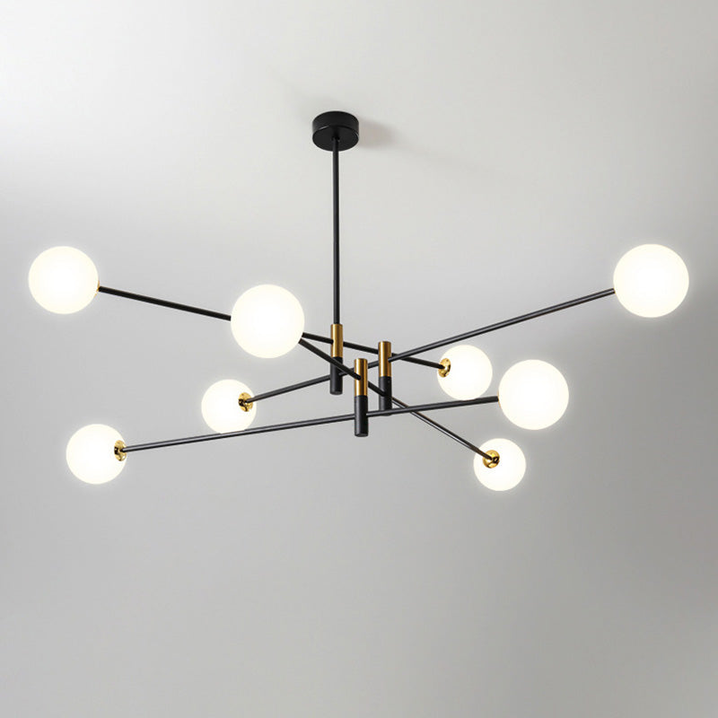 Scandinavian Glass & Iron Chandelier, 4/6/8 Lights for Living Room