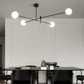 Scandinavian Glass & Iron Chandelier, 4/6/8 Lights for Living Room