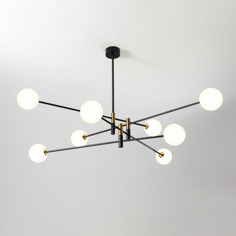 Scandinavian Glass & Iron Chandelier, 4/6/8 Lights for Living Room