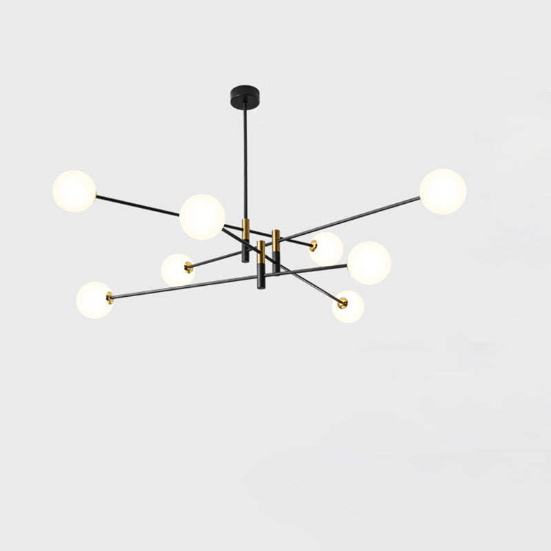 Scandinavian Glass & Iron Chandelier, 4/6/8 Lights for Living Room