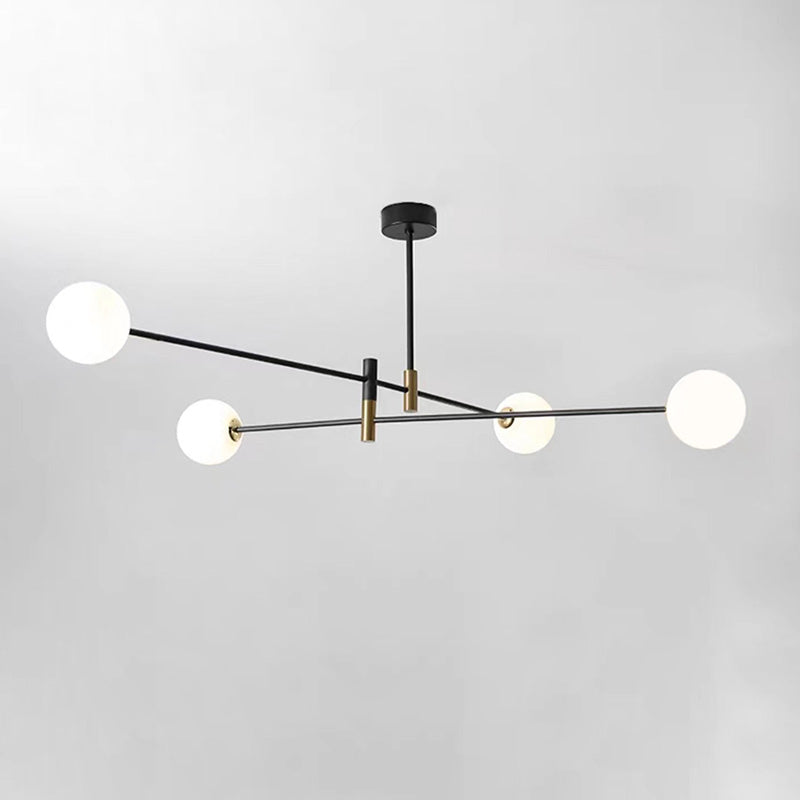 Scandinavian Glass & Iron Chandelier, 4/6/8 Lights for Living Room