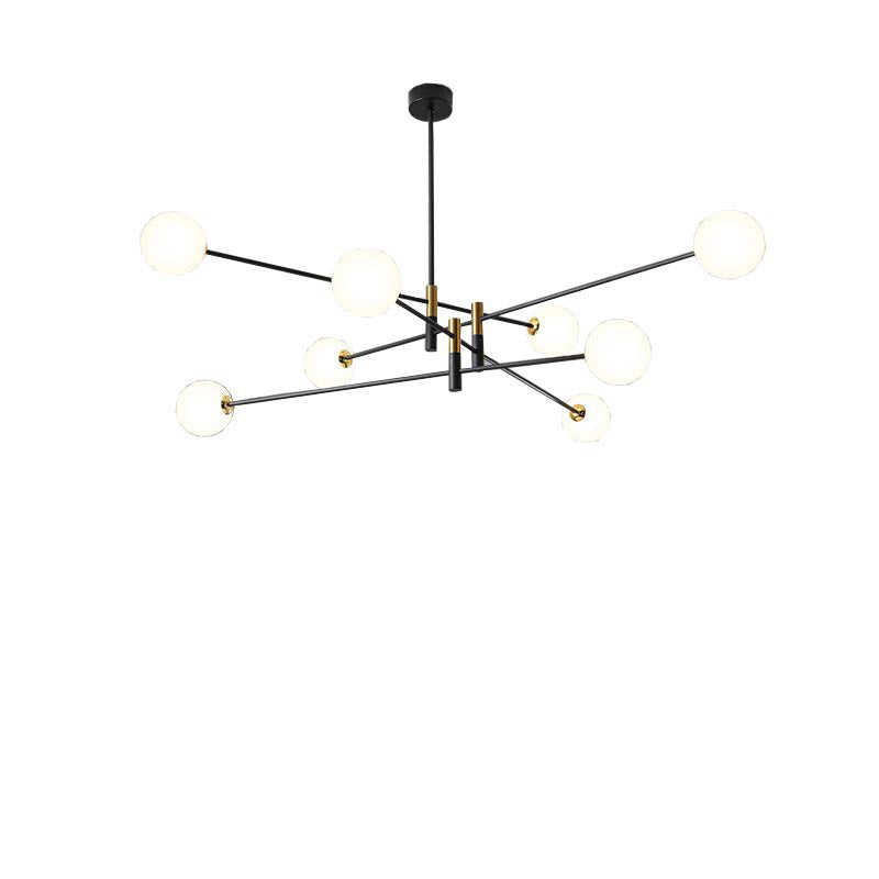 Scandinavian Glass & Iron Chandelier, 4/6/8 Lights for Living Room