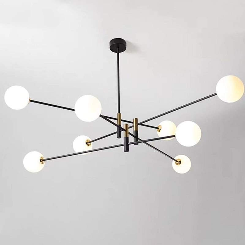 Scandinavian Glass & Iron Chandelier, 4/6/8 Lights for Living Room
