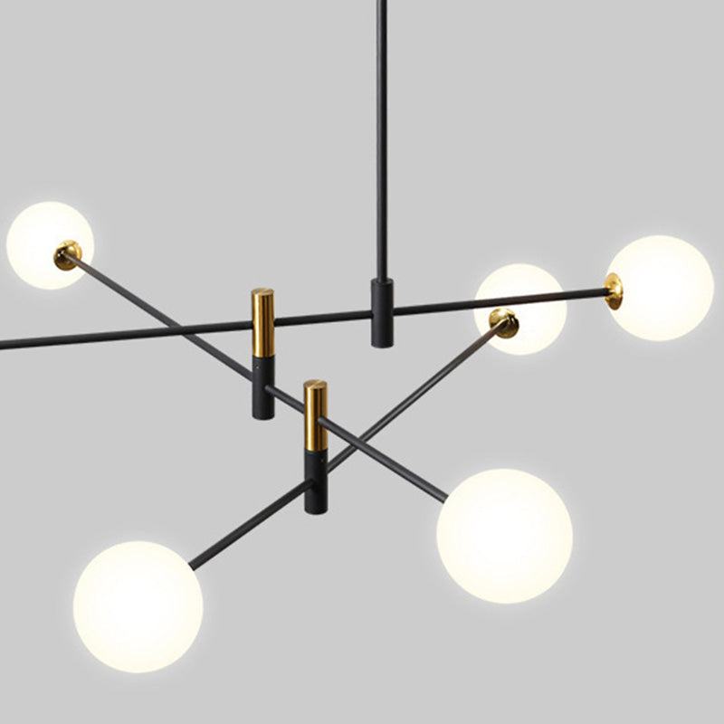 Scandinavian Glass & Iron Chandelier, 4/6/8 Lights for Living Room