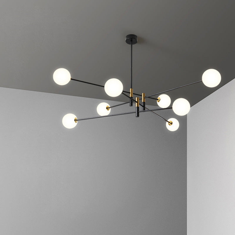 Scandinavian Glass & Iron Chandelier, 4/6/8 Lights for Living Room