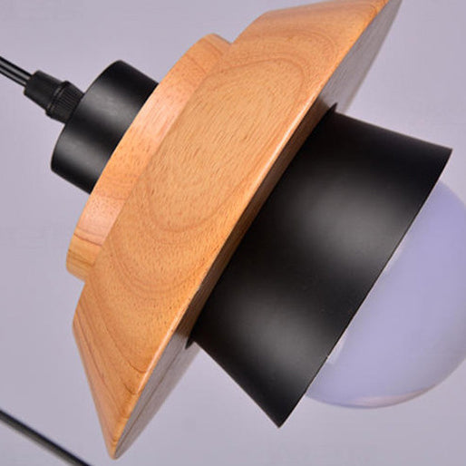 Scandinavian Macaron 3-Light Rubberwood Iron Chandelier for Bedroom