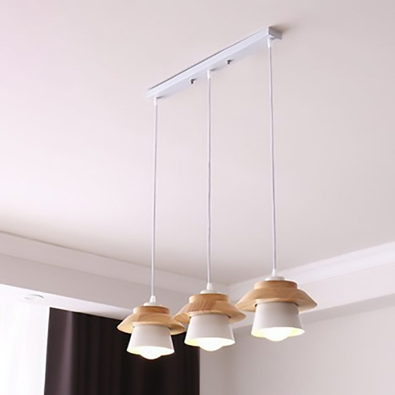 Scandinavian Macaron 3-Light Rubberwood Iron Chandelier for Bedroom