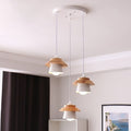 Scandinavian Macaron 3-Light Rubberwood Iron Chandelier for Bedroom