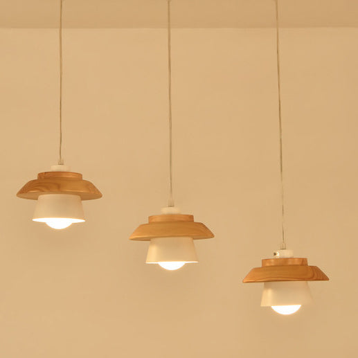 Scandinavian Macaron 3-Light Rubberwood Iron Chandelier for Bedroom
