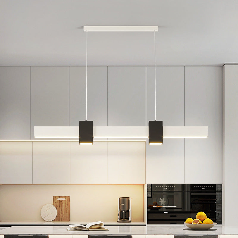 Sleek White Acrylic LED Island Chandelier Light for Modern Living Room