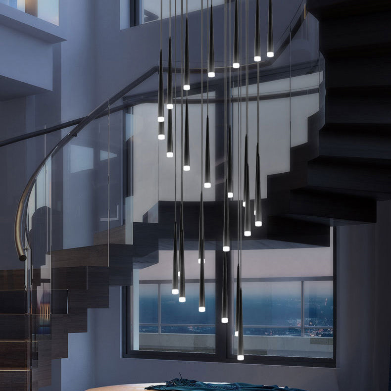 Modern Round Branch Acrylic LED Chandelier for Minimalist Living Room