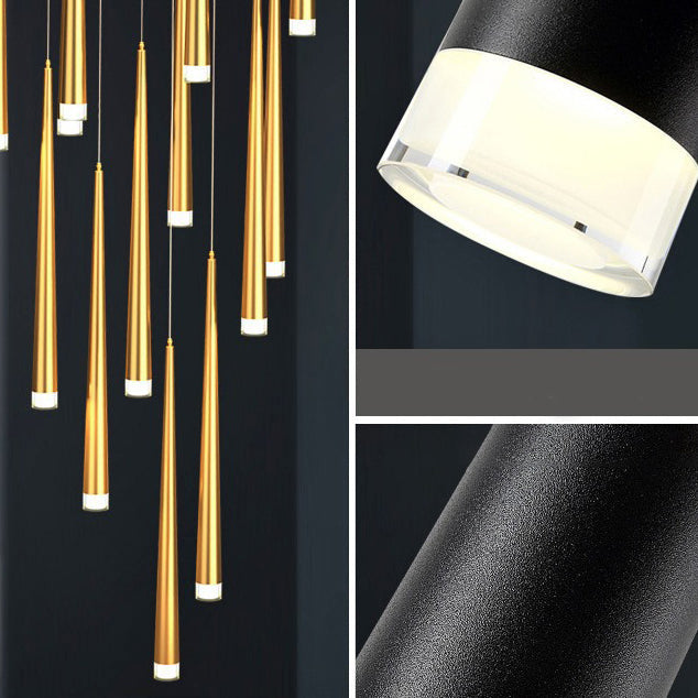 Modern Round Branch Acrylic LED Chandelier for Minimalist Living Room