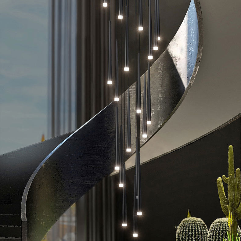 Contemporary Black Acrylic LED Chandelier for Living Room & Dining Room