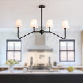 Rustic Antique Iron Chandelier with Fabric Shades for Living Room Decor