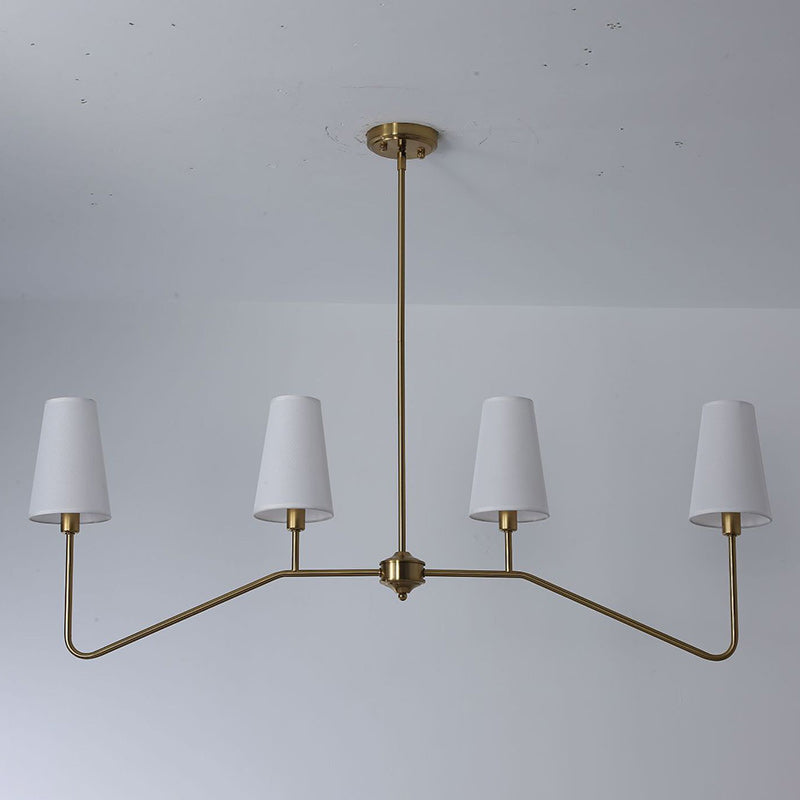 Rustic Antique Iron Chandelier with Fabric Shades for Living Room Decor