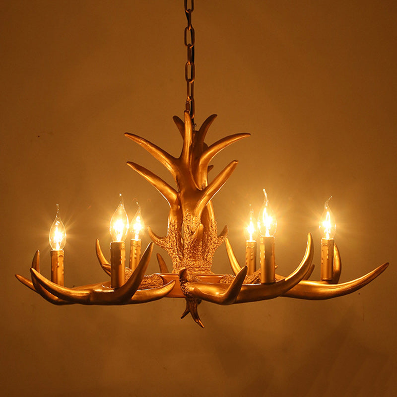 Rustic Vintage Antler Glass Resin Chandeliers for Living Room Decor