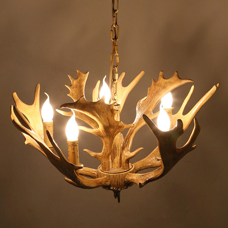 Rustic Vintage Antler Glass Resin Chandeliers for Living Room Decor