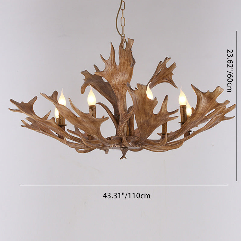 Rustic Vintage Antler Glass Resin Chandeliers for Living Room Decor