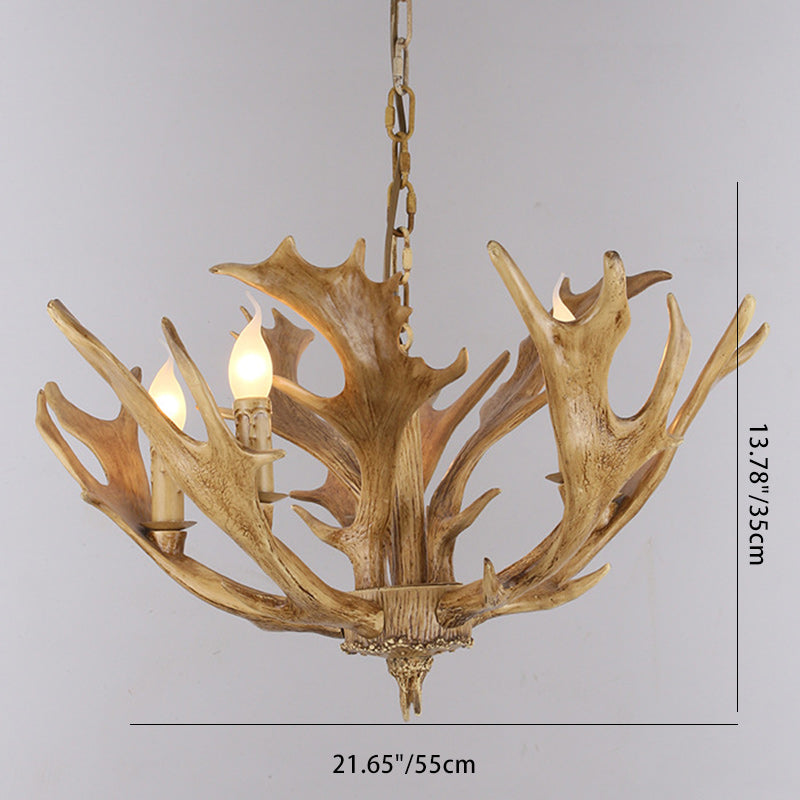 Rustic Vintage Antler Glass Resin Chandeliers for Living Room Decor