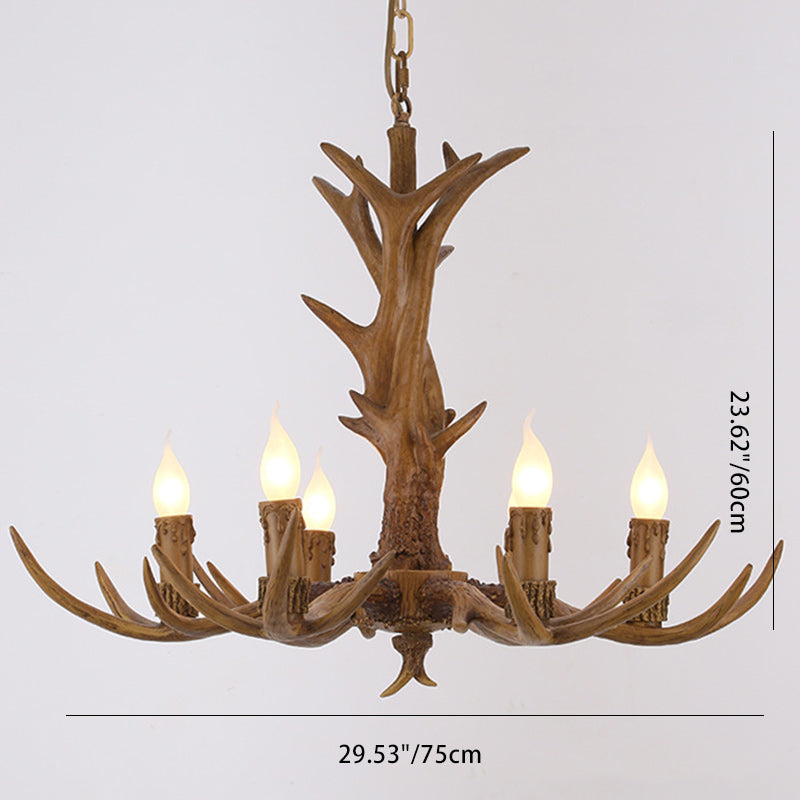 Rustic Vintage Antler Glass Resin Chandeliers for Living Room Decor
