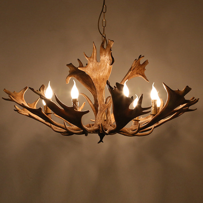 Rustic Vintage Antler Glass Resin Chandeliers for Living Room Decor
