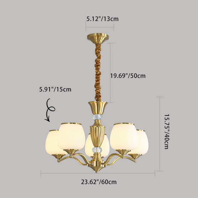 Nordic Copper and Glass Round Chandelier Light for Modern Living Rooms