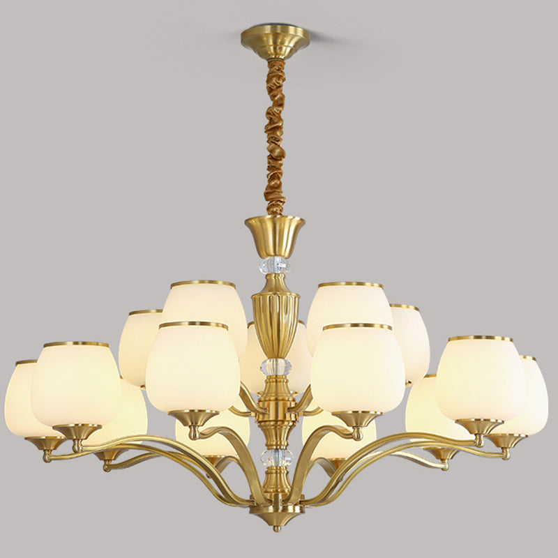 Nordic Copper and Glass Round Chandelier Light for Modern Living Rooms