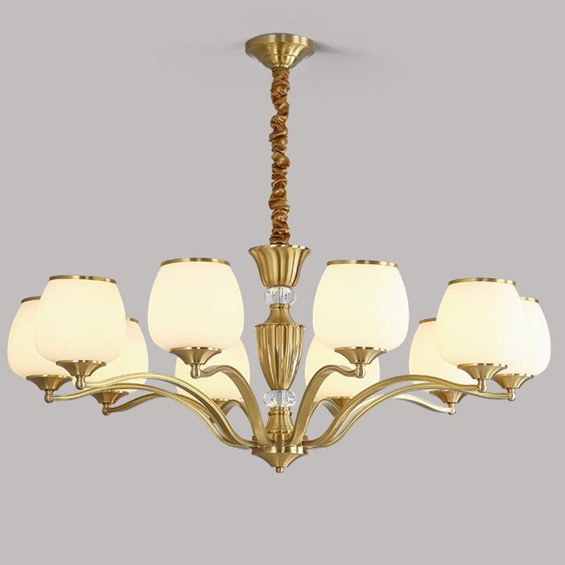 Nordic Copper and Glass Round Chandelier Light for Modern Living Rooms