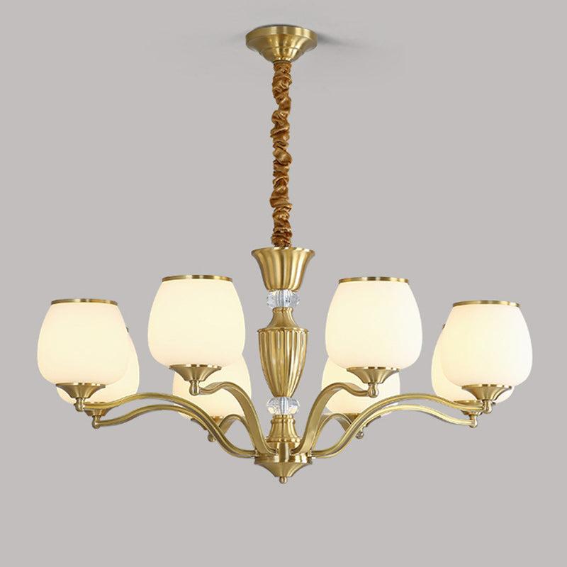 Nordic Copper and Glass Round Chandelier Light for Modern Living Rooms