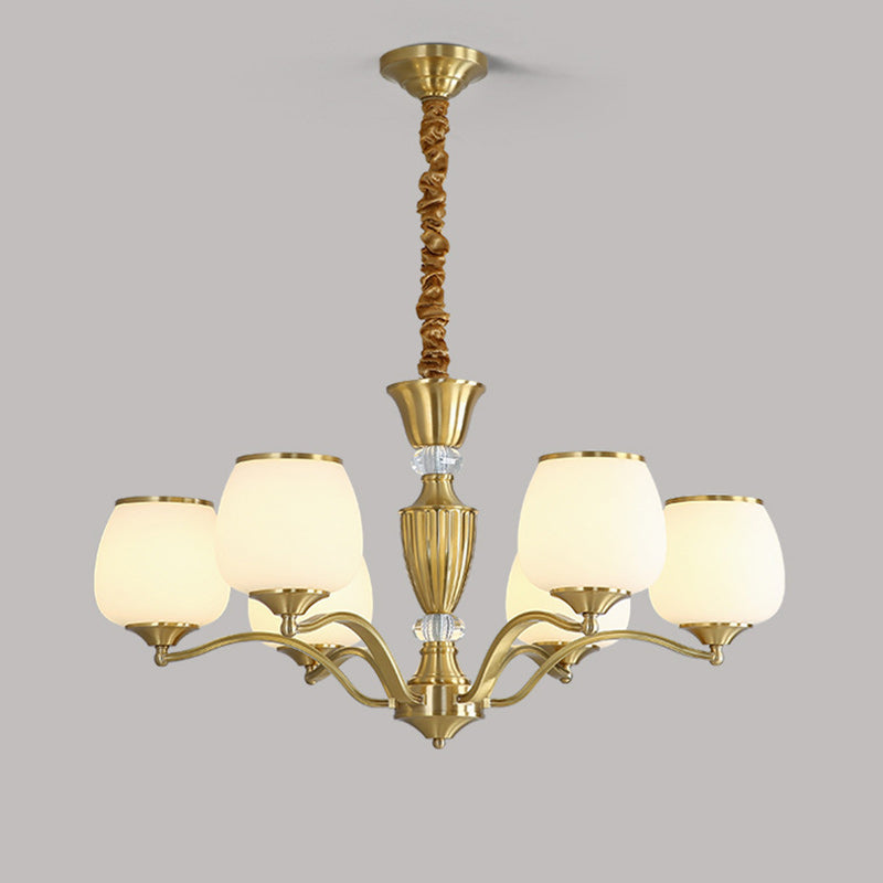 Nordic Copper and Glass Round Chandelier Light for Modern Living Rooms