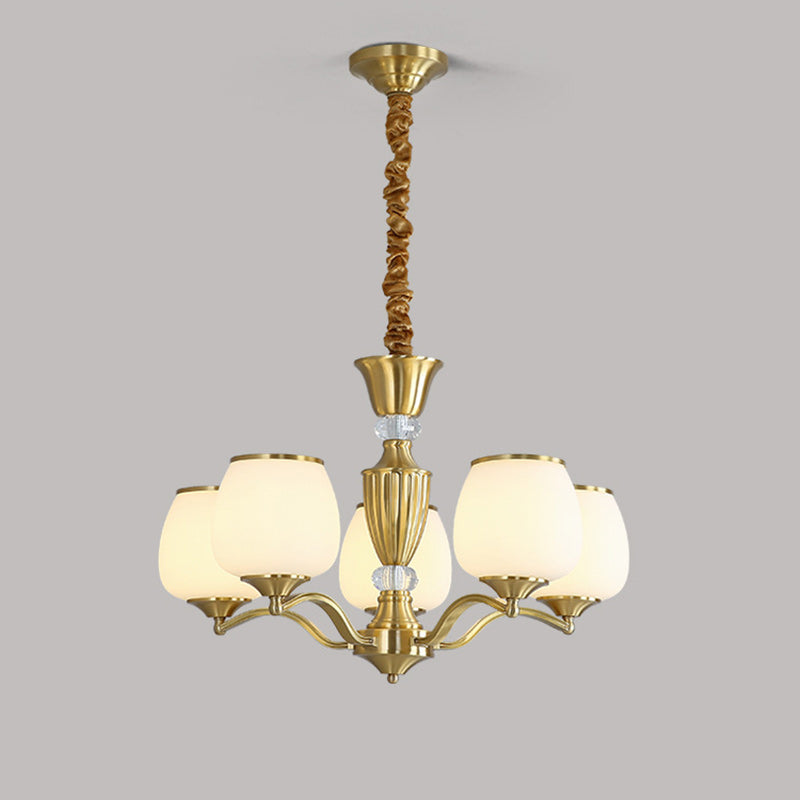 Nordic Copper and Glass Round Chandelier Light for Modern Living Rooms
