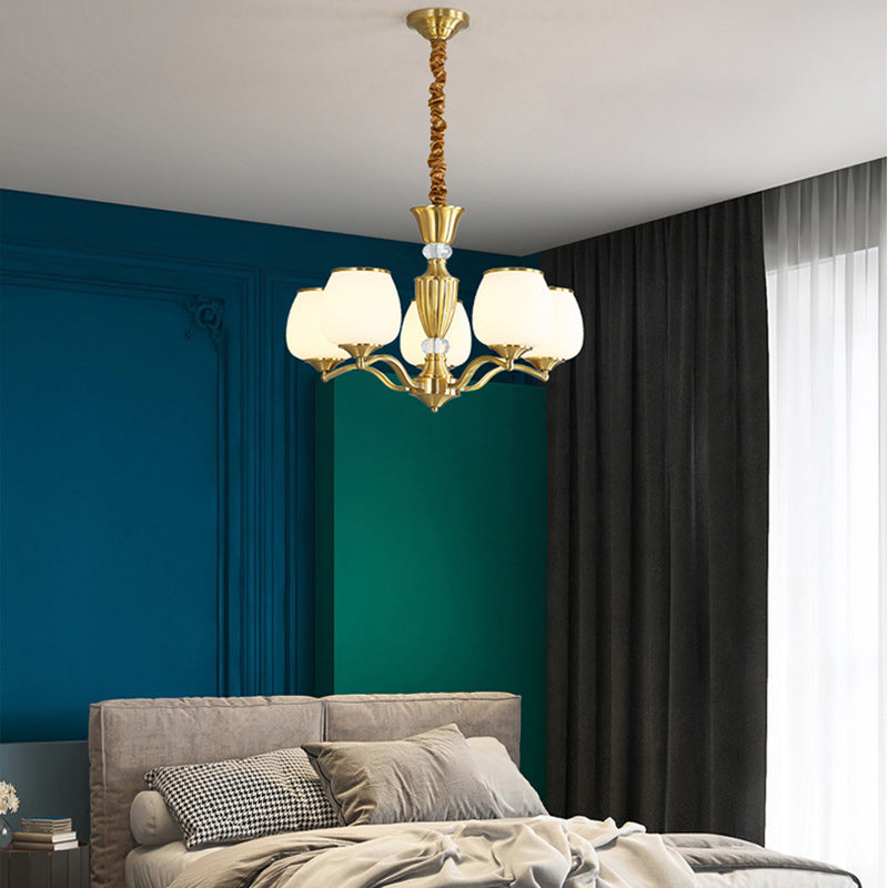 Nordic Copper and Glass Round Chandelier Light for Modern Living Rooms