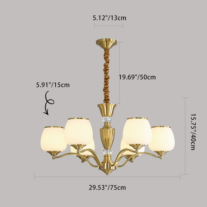 Nordic Copper and Glass Round Chandelier Light for Modern Living Rooms