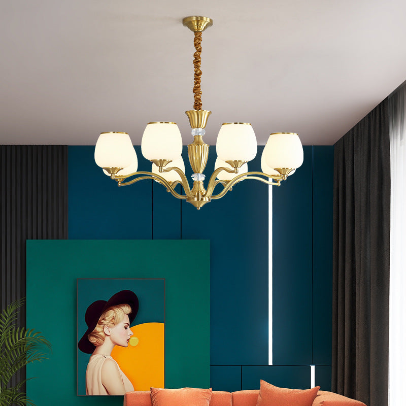 Nordic Copper and Glass Round Chandelier Light for Modern Living Rooms