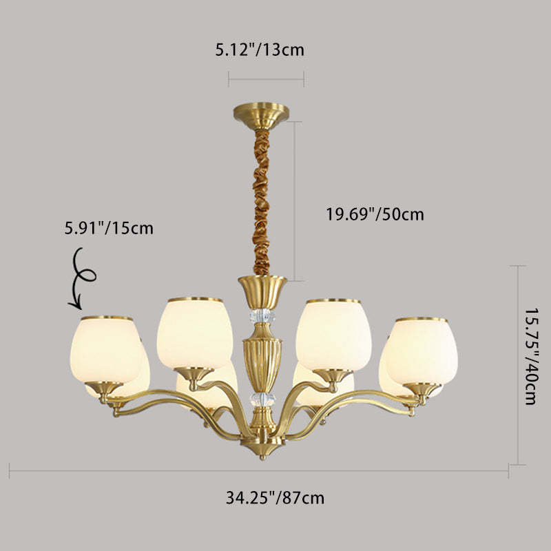 Nordic Copper and Glass Round Chandelier Light for Modern Living Rooms