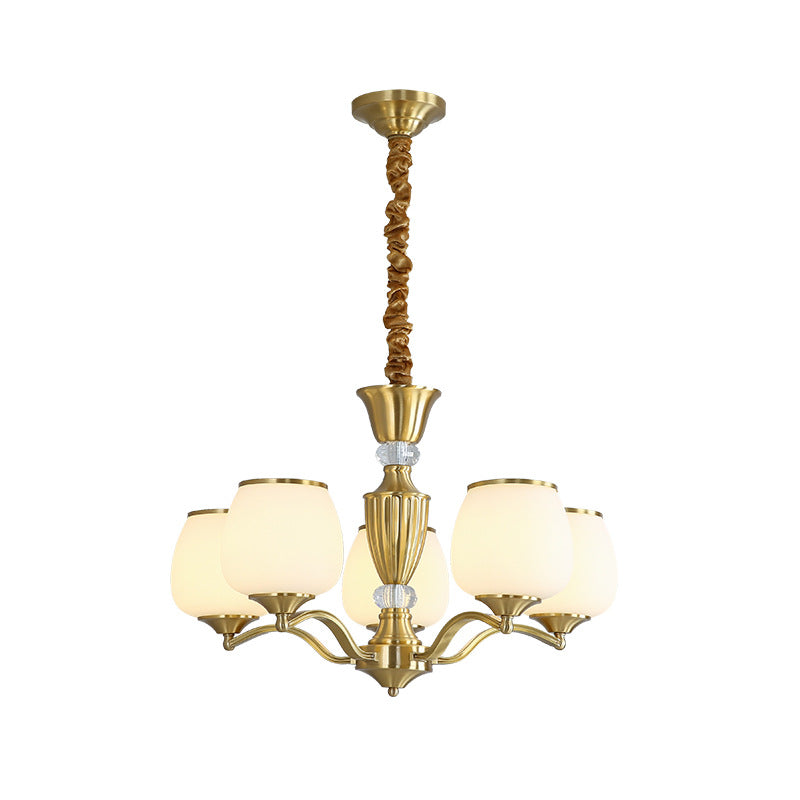 Nordic Copper and Glass Round Chandelier Light for Modern Living Rooms