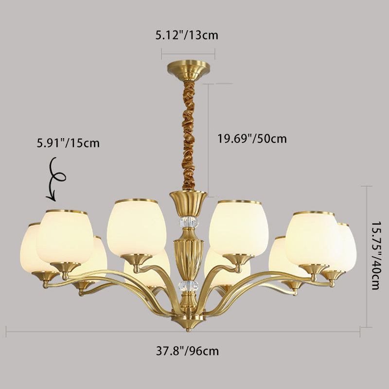 Nordic Copper and Glass Round Chandelier Light for Modern Living Rooms