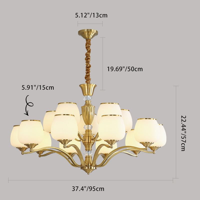 Nordic Copper and Glass Round Chandelier Light for Modern Living Rooms