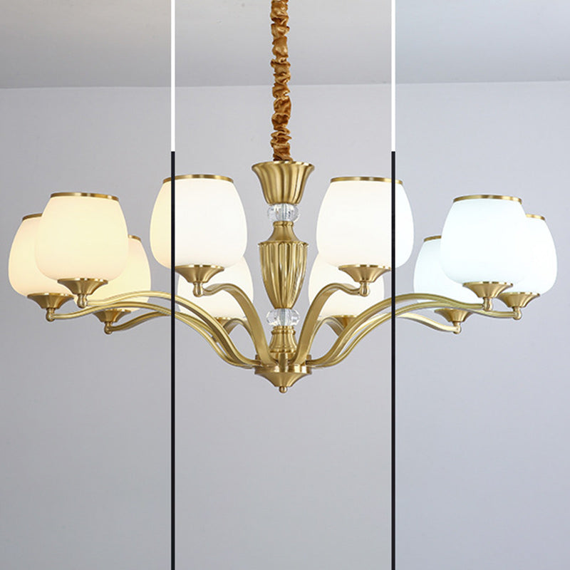 Nordic Copper and Glass Round Chandelier Light for Modern Living Rooms